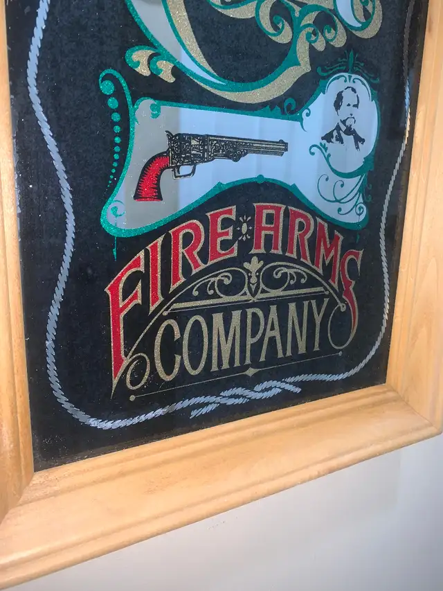 Vintage Colt Firearms company bar sign mirror excellentcondition in Arts & Collectibles in Calgary - Image 4