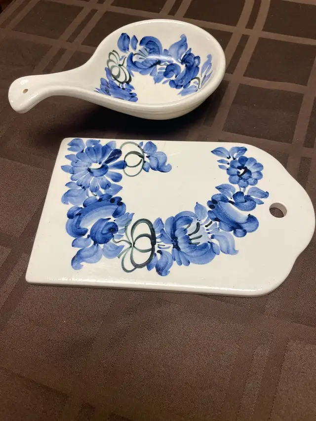 Ceramic Hand-Painted Spoon Rest and Serving Board