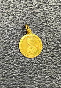 24k solid Gold year of the dragon pendant