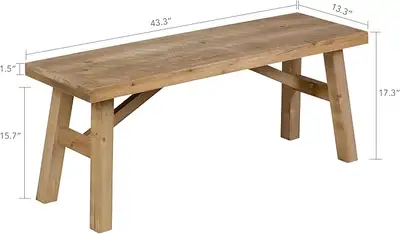 43" Rustic Farmhouse Wood Entryway Bench – Solid Wood, Handcraft, View more