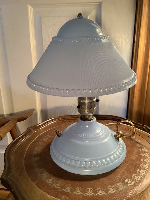 Art Deco Antique Blue Glass Table Lamp in Indoor Lighting & Fans in Belleville - Image 2