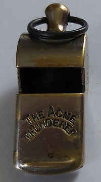 Vintage THE ACME THUNDERER Solid Brass Police Whistle W Marshall