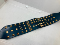 Ceinture Matthew Williamson cuir bleu stud dorés cloutée neuve