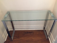 Mobilia Glass Chrome Console Table