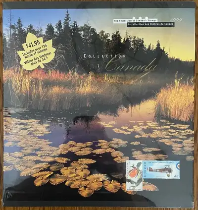 The annual collection includes the album with description of all stamps issued in the year, a hingel...