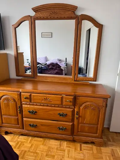 Solid oak dresser., View more
