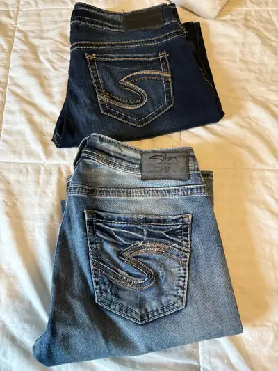 “Silver” jeans for sale and leather jacket, View more