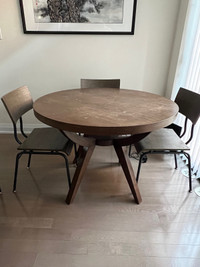 West Elm 42” dining table and chairs 