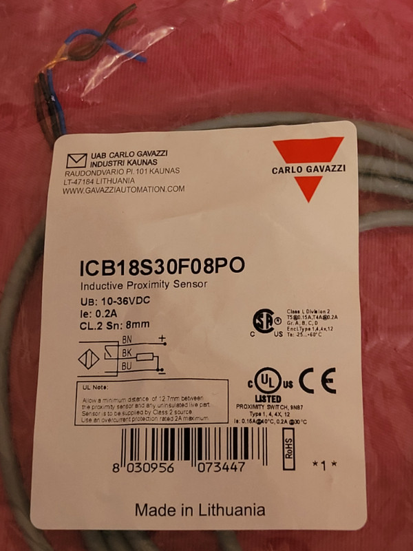 BRAND NEW, CARLO GAVAZZI INDUCTIVE PROXIMITY SENSOR, SEALED!!! in Other in City of Toronto - Image 3
