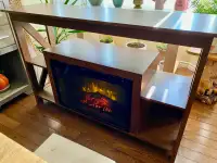 TV media stand with fire place 