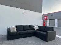 Free Delivery/ Dark Grey Corner Sectional Couch Sofa 