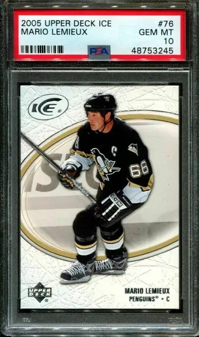 CARTE DE HOCKEY 2005 UPPER DECK ICE #76 MARIO LEMIEUX HOF PSA 10, View more