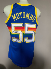 Dikembe Mutombo autographed authentic Mitchell and Ness COA 