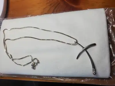 Diamond Cross Necklace 925 Sterling Silver (18Inch Necklace & Pe, View more
