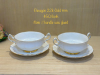 Paragon Double handle Cream soup bowls with saucers- Like Royal 