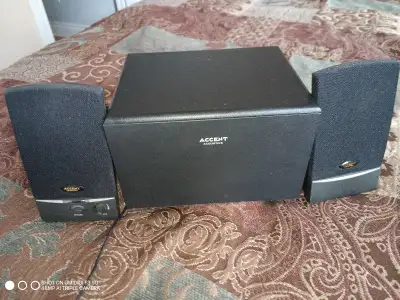 Bring rich sound to your space with this Accent Acoustics speaker system. This pre-owned set include...