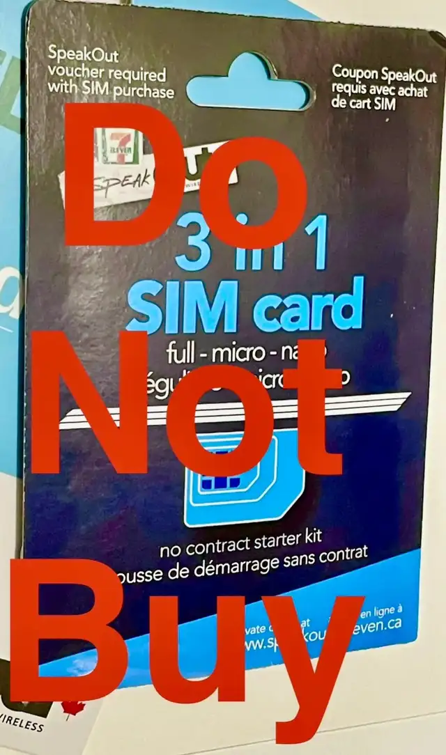 SIM for 7-11 SpeakOut , with LTE Cellular Data in Cell Phone Accessories in Oakville / Halton Region - Image 4