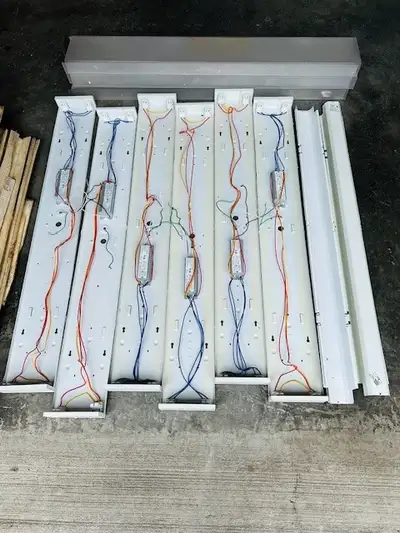 3 each - 4 Ft Fluorescent Light Fixtures - 2 lamp, View more