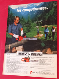 AFFICHE RETRO 1984 TRONCONNEUSE ISEKI-SHINDAIWA FRENCH CHAINSAW