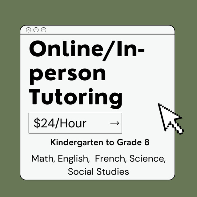 Math, English, Science, French Tutoring- K-Grade 8- $24/hour in Tutors & Languages in Mississauga / Peel Region
