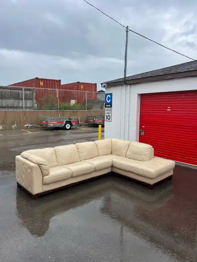 Leather Cream/White L Sectional can also deliver for free, View more