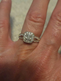 Engagement ring and band.  Glacier Fire.  