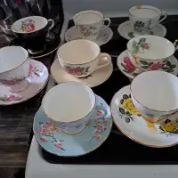 Random  bone china cups and saucers