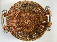 Vintage European Basket with Pewter Handles