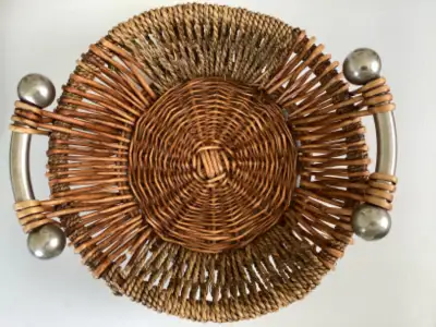 Vintage European Basket with Pewter Handles, View more