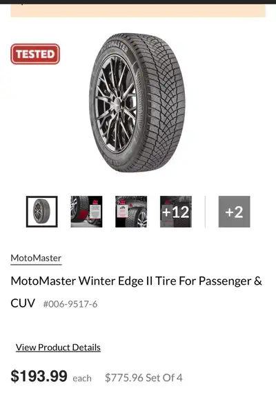 Selling a set of 4 Motomaster winter tires (215/65R16). • Only used for approx. 3000 km • Purchased...
