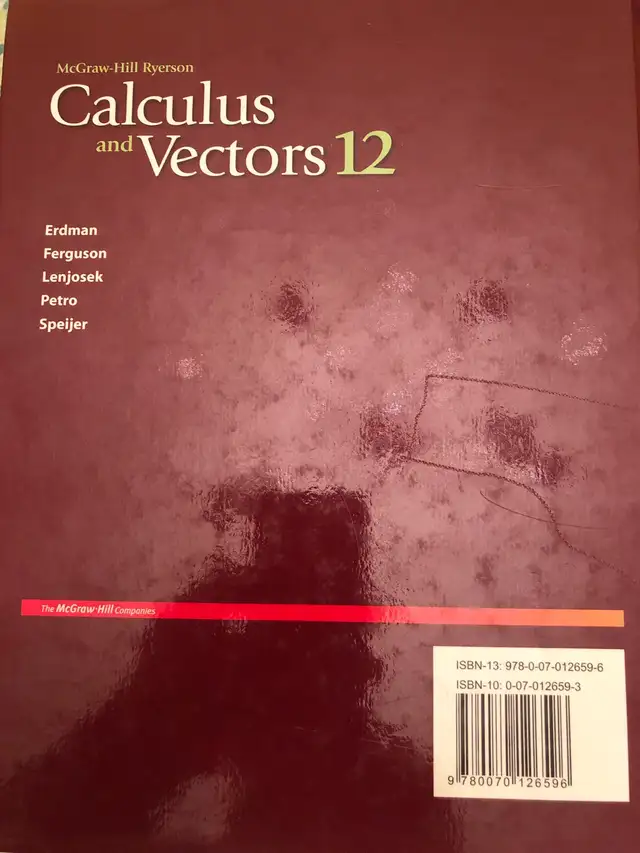 McGraw Calculus and Vectors 12  in Textbooks in Ottawa - Image 3