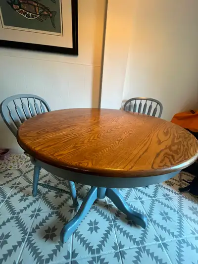 Round Solid Wood Table with Four Chairs, View more