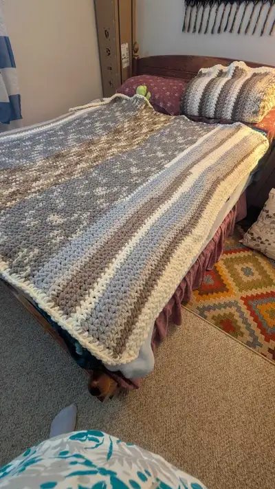 Three handmade afghans, View more