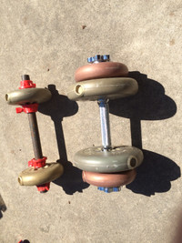 Weights, 5 lbs. plus bar and 15 lbs. plus bar all for $20