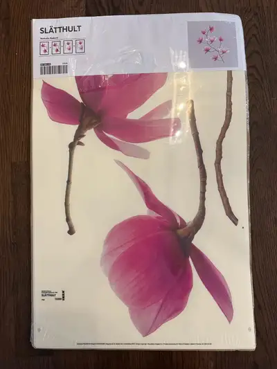 New IKEA Slatthult Pink Magnolias Flowers Stickers Wall Decals Redard & Voevodsky New sealed in orig...