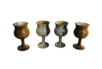 1970s Set of 4 Pottery Handmade Goblets, signed S.Kohler