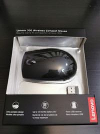 Lenovo Wireless Compact Mouse, Black, 1000 DPI, Ultra-Portable