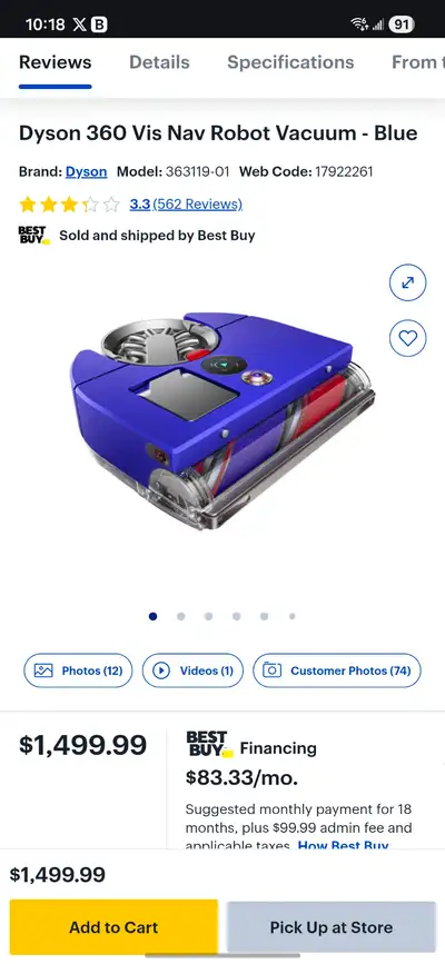 Dyson robot vacuum, View more