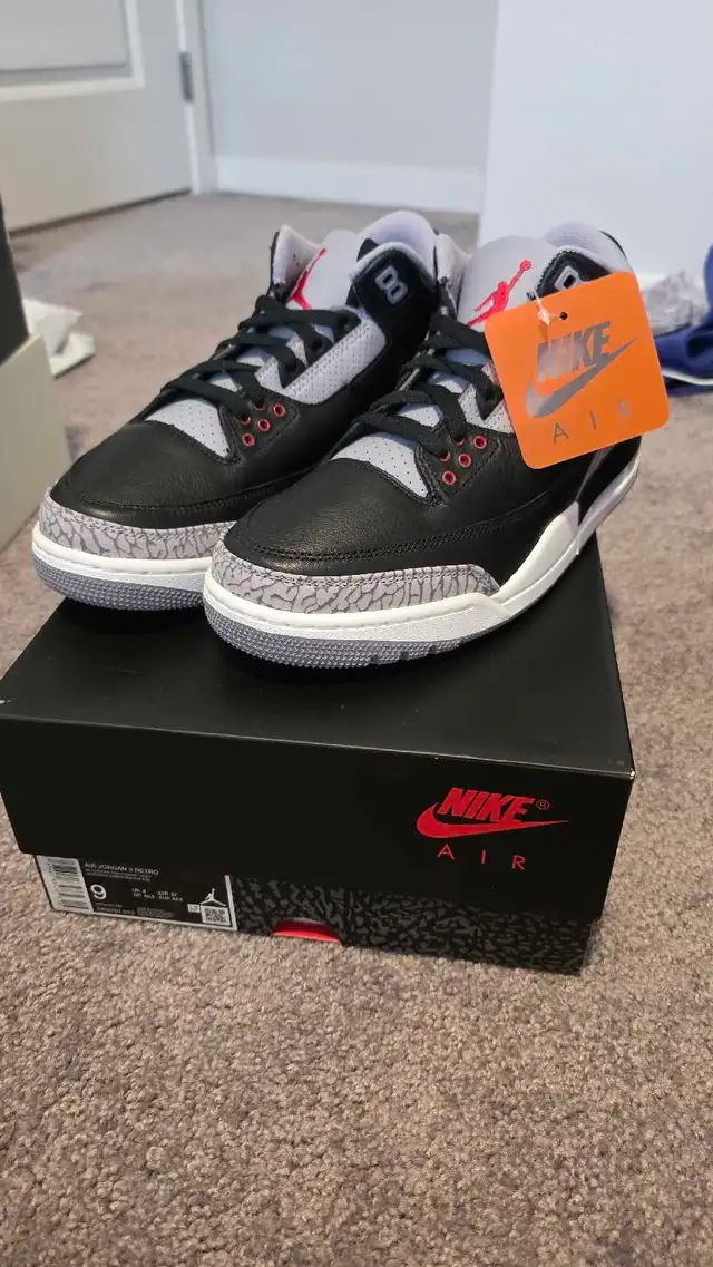 air jordan 3 black cement size 9 in Men's Shoes in Edmonton - Image 2