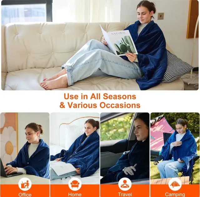 New Heated Wearable Electric Blanket with 10000mAh Battery60x34" in General Electronics in Calgary - Image 6