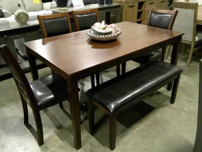 Cascade Dining set, Table with 4 chairs and bench, NEW IN BOXES, View more