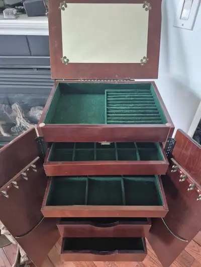 “Free Standing” Jewelry Box Nice piece of furniture! 18 by 16 inches and stands 42 inches tall Askin...