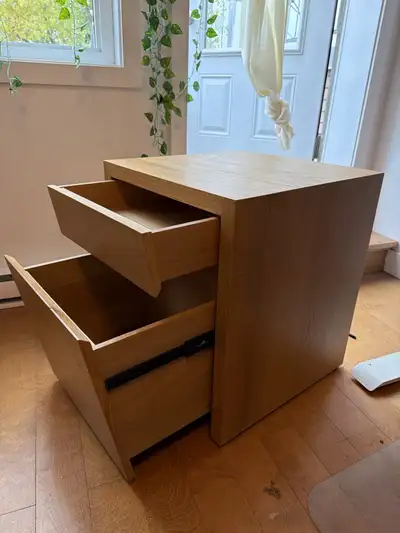 Modern Oak Nightstand / Side Table with Two Drawers , View more