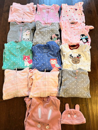 HUGE lot of 3 month baby girls sleepers - EUC