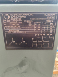 Transformer, 225 KVA, Oil Filled, 14,400/277/480 Volt, 3 Phase