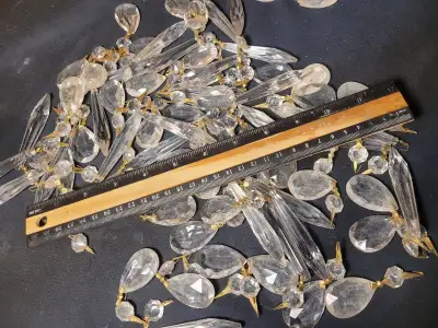 Cut glass jewels globes..rug..candelabras, View more