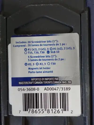 NEW Mastercraft, 20 screwdriver bits, View more