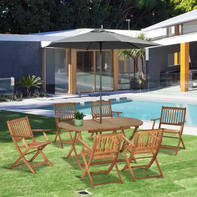 7 Piece Wood Patio Dining Set for 6, Teak in Patio & Garden Furniture in Markham / York Region - Image 10