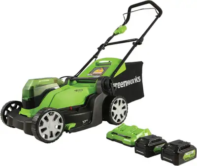 NIB - Greenworks 48V (2 x 24V 4Ah) 17" Lawn Mower, View more