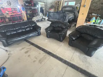 Leather Sofa and Armchairs Set, View more